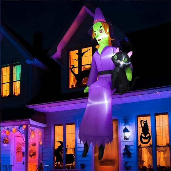 8 FT Inflatable Witch Halloween Decor Outside, Scary...